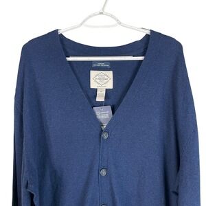 NEW St Johns Bay Mens Cardigan Sweater 2XL Navy Blue Polyester Super Soft Button